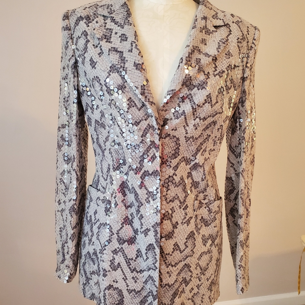 Escada Sequin Leopard Print Blazer